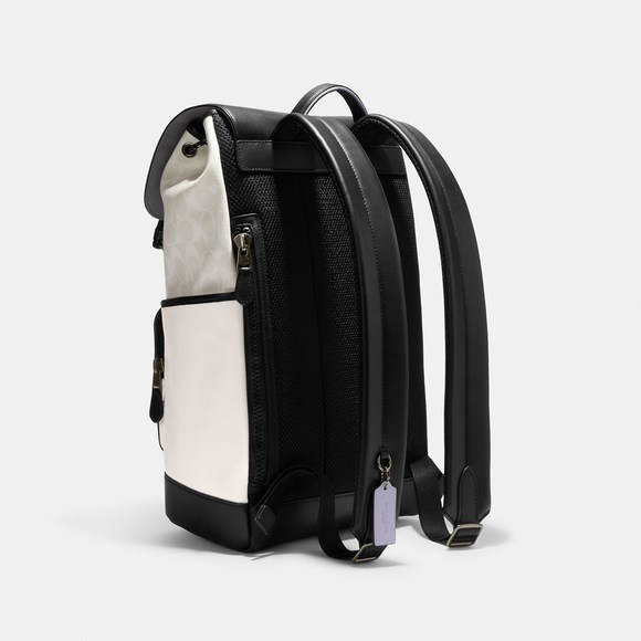 NWT Coach Outlet Track Backpack In Colorblock Signature Canvas With Coach Stamp - Picture 3 of 5